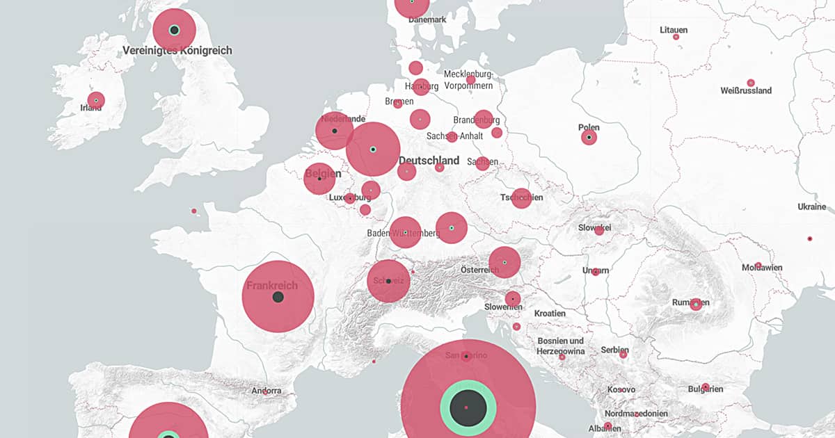 europa deutschland karte Corona Zahlen: Karte zeigt aktuelle Fälle in Deutschland und der Welt